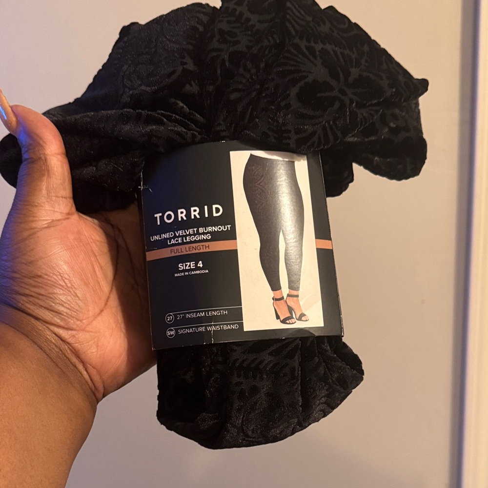 Torrid Black Velvet Burnout Leggings